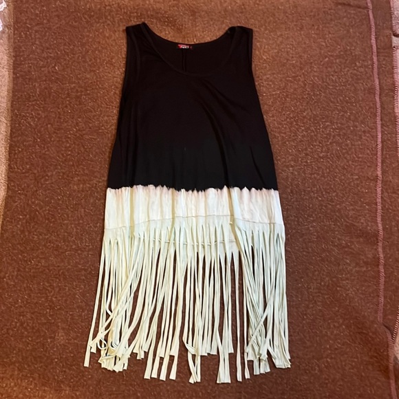 T Party Fashion Tops - Dip Dye Tank Top With Fringe NWT